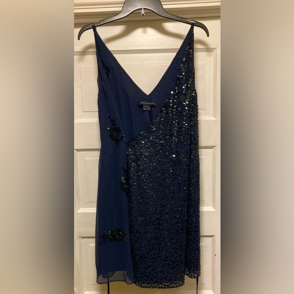 Navy blue sequin French Connection dress size 8